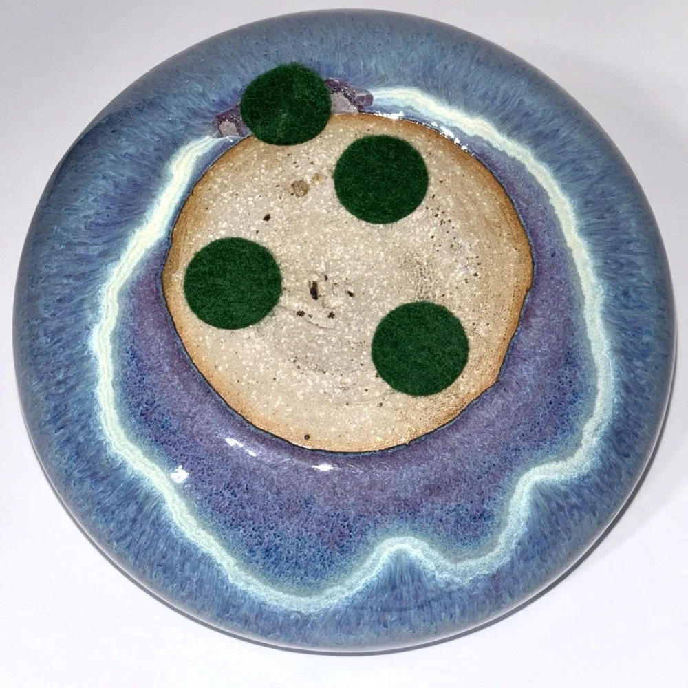 Studio Art Pottery Blue Purple Glazed Weed Pot Bud Vase Signed 5.5